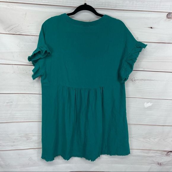 Umgee Button Front Tunic Top with Ruffled Sleeves - Picture 4 of 5